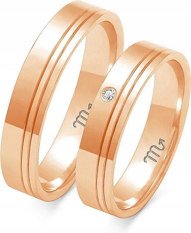 Růžové snubní prsteny pro novomanžele 14K 585 r. 14 15 16, jedinečná zlatá kolekce