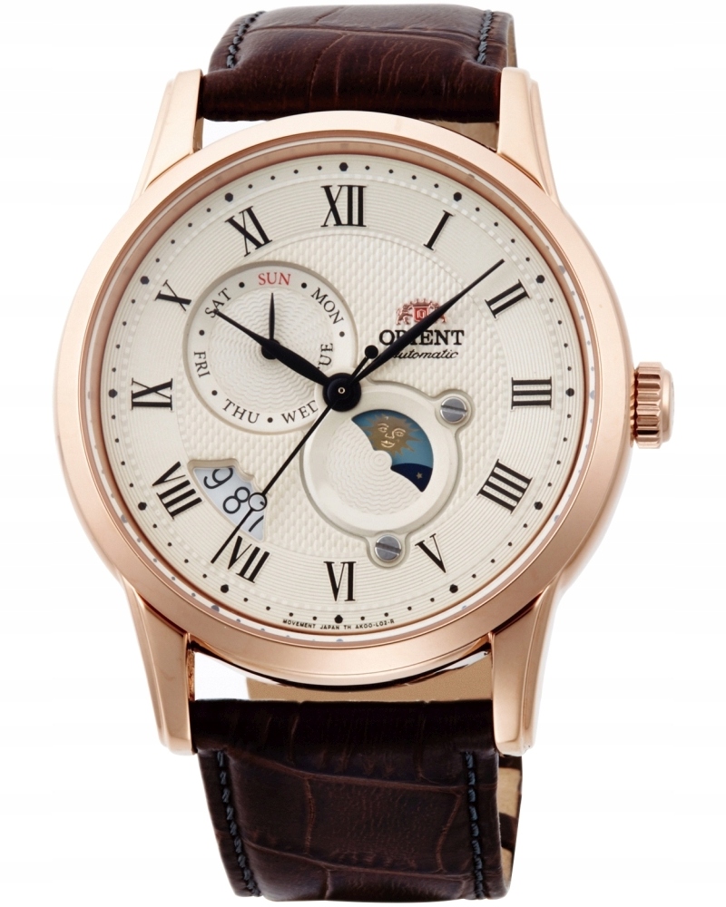 Nový Originální Pánské Hodinky Orient Sun & Moon RA-AK0007S30B Automatický pásek