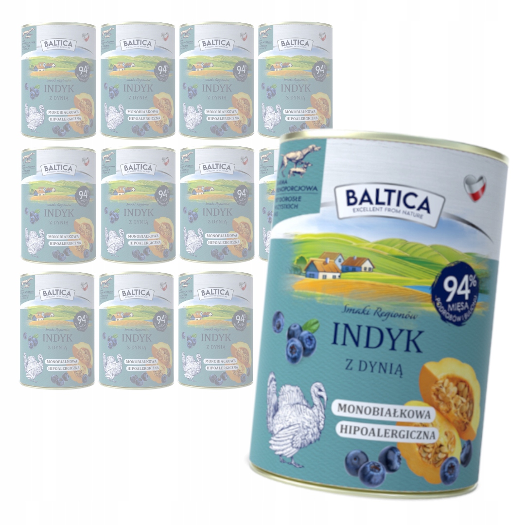 Baltica Indyk z Dynią 12x400g Hipoalergiczna Bezzbożowa Mokra Karma Dla Psa