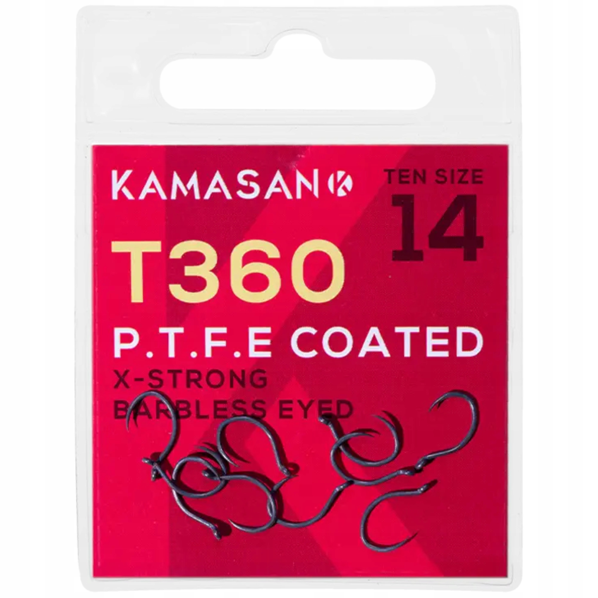 Haczyki Kamasan T360 Eyed X Strong Ptfe Barbless Rozmiar 10