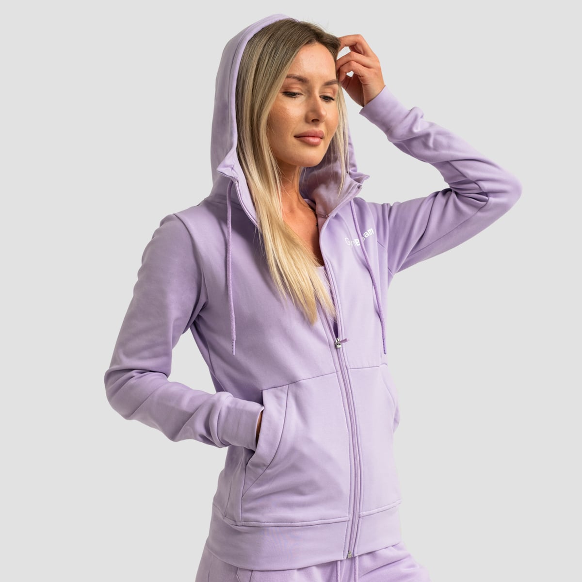 GymBeam Damska bluza z kapturem Zip Up Limitless Lavender L