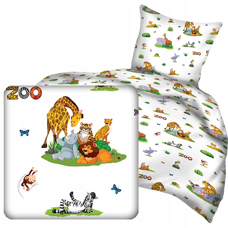 

Pościel bawełniana biała ze zwierzątkami 90x120 cm