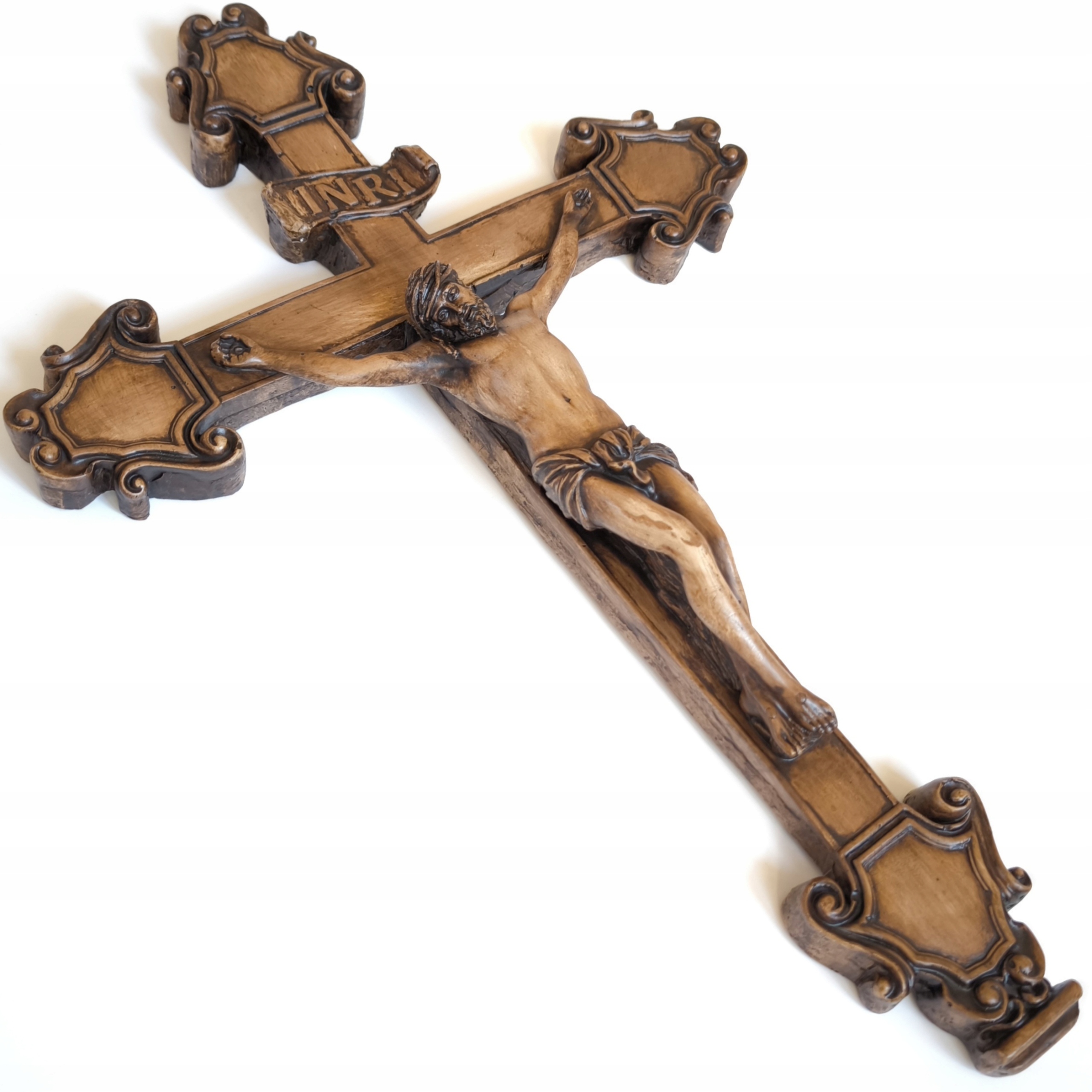 Krzyż na ścianę jak Drewniany Pan Jezus |do zawieszenia wiszący