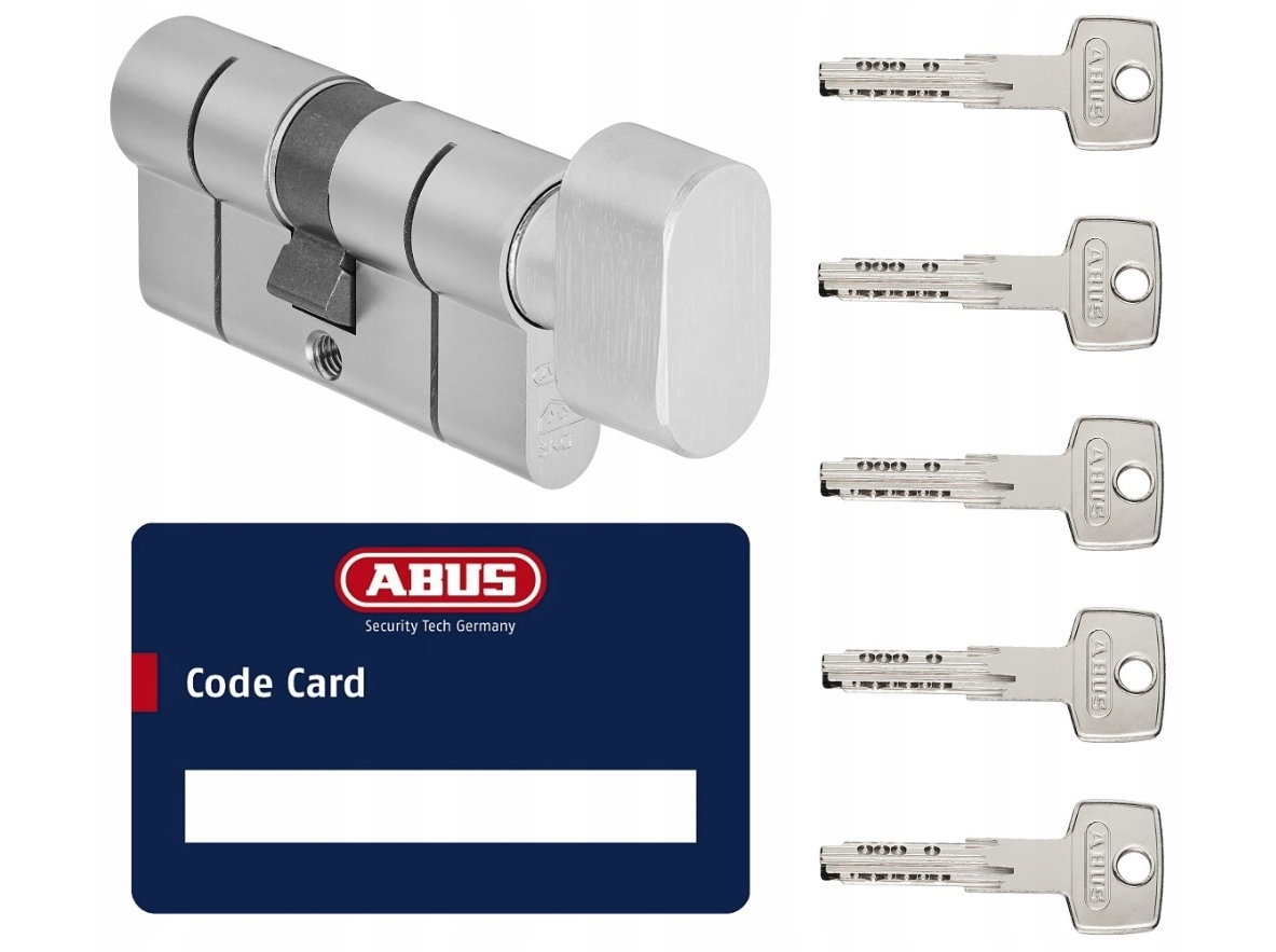 Vložka s knoflíkem Abus KD10PS Np 45/45G, 5 klíčů, kódová karta, nikl