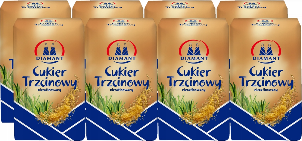 Diamant Cukier trzcinowy nierafinowany 1 kg x8