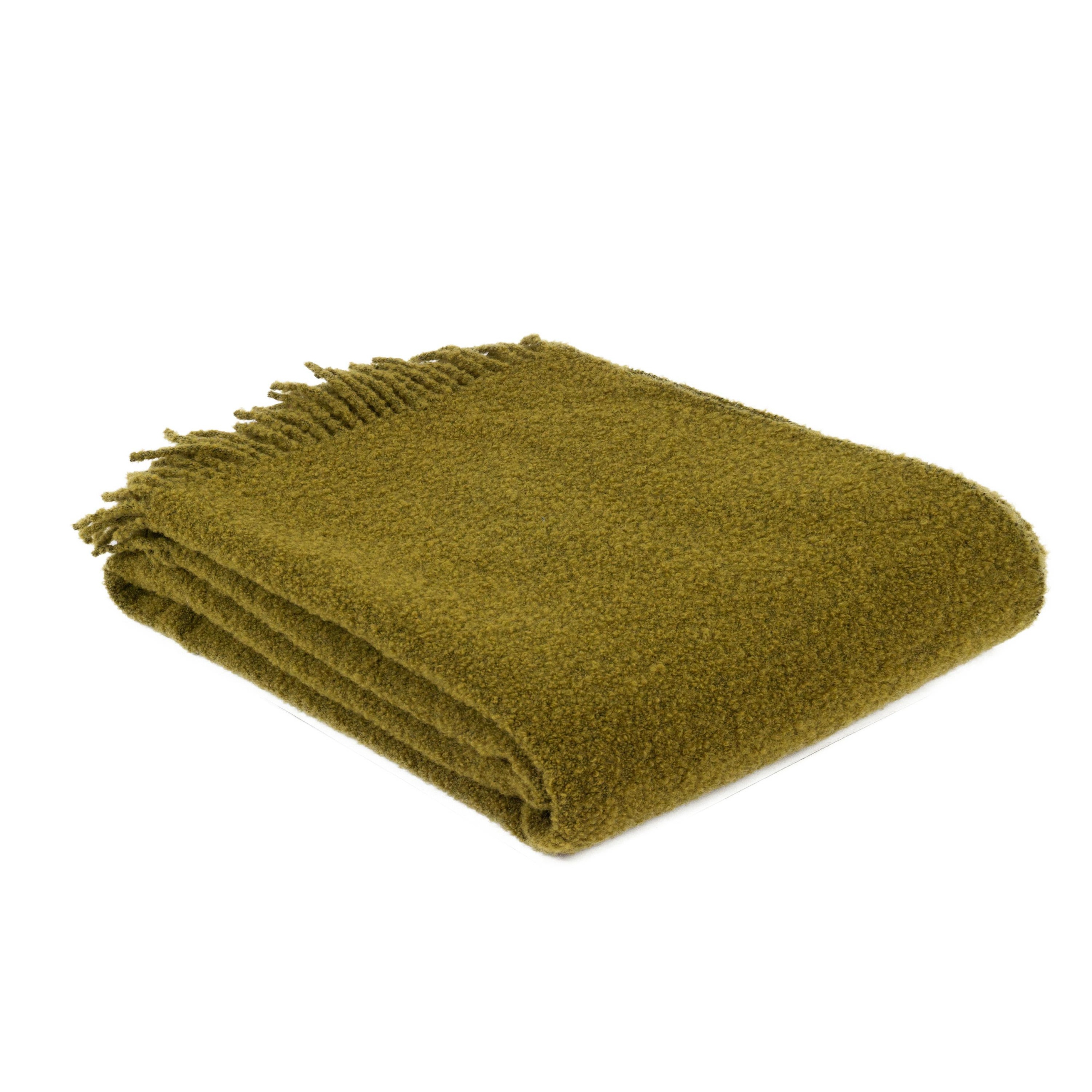 Vlněná deka merino Bukle 140x200 hořčicová tmavá s třásněmi