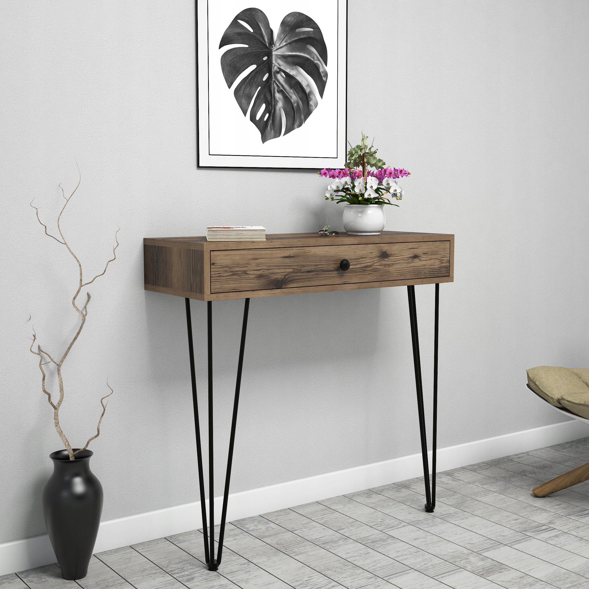 KONSOLA Z SZUFLADĄ 90cm LOFT PRZEDPOKOJU Surowy Styl Salonu Orzech Włoski EAN (GTIN) 5904292070404