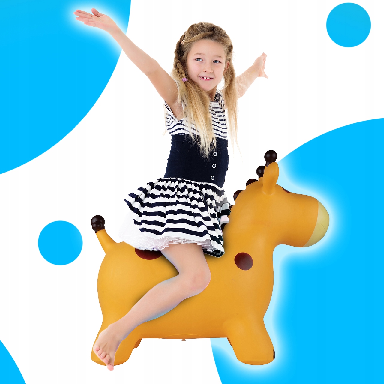 KONIK SKOCZEK GUMOWY ŻYRAFKA Z POMPKĄ W ZESTAWIE Wysokość produktu 31.5 cm