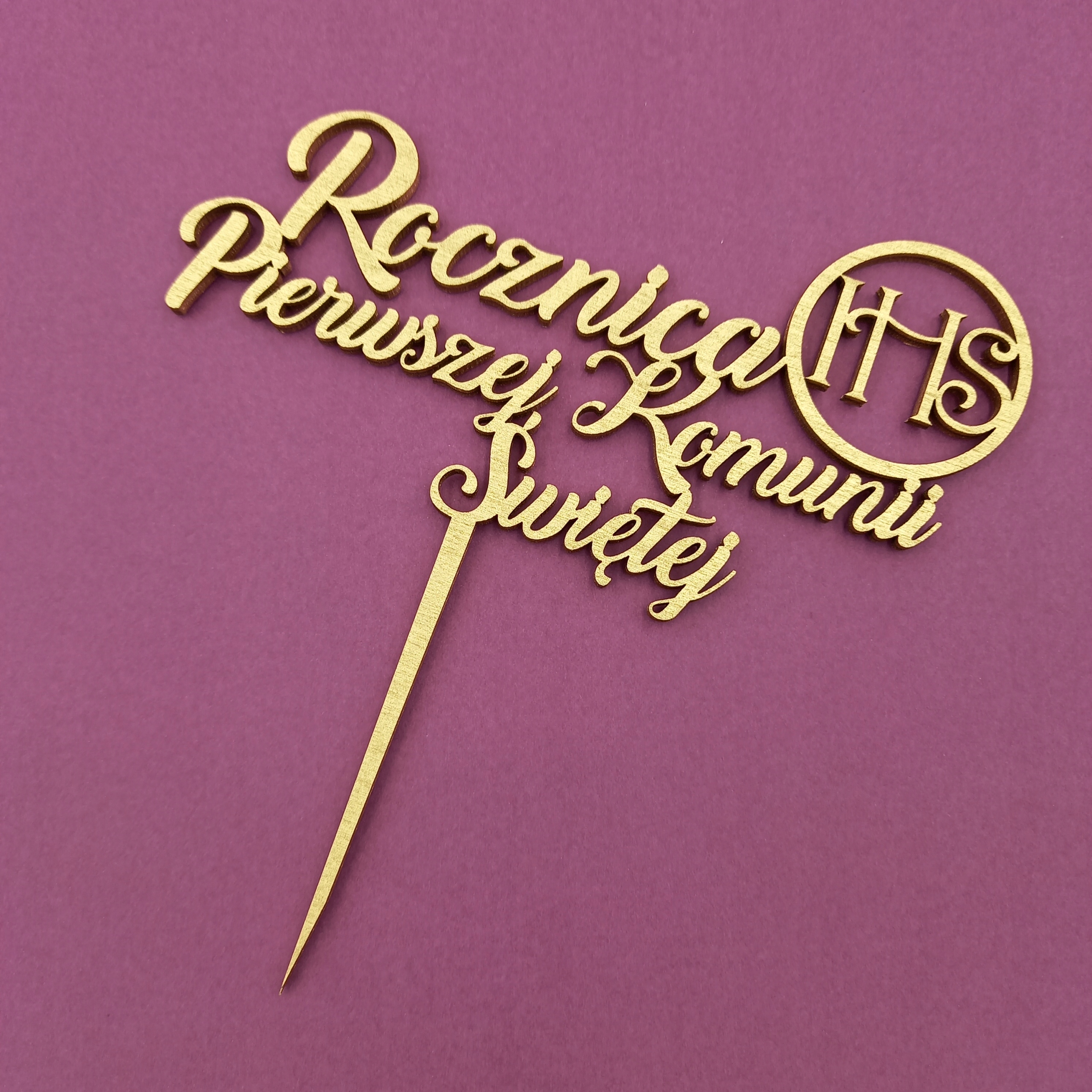 

Rocznica Pierwszej Komunii Ihs topper Złoty