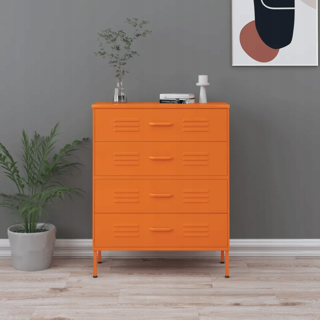 vidaXL Komoda se zásuvkami oranžová 80 x 35 x 101,5 cm ocel