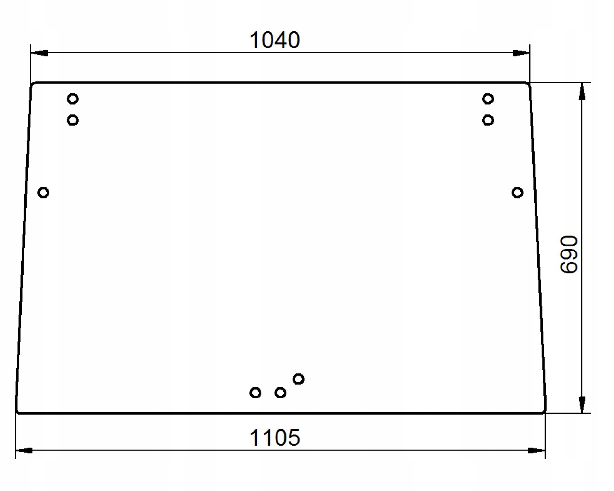 sklo John Deere 5000 přední 9 otvorů
