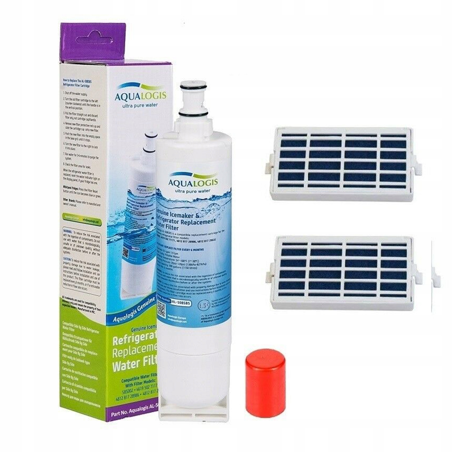 Filtr Do Lodówki Whirlpool -Aqualogis AL-508SBS Filtr Antybakteryjny 2szt