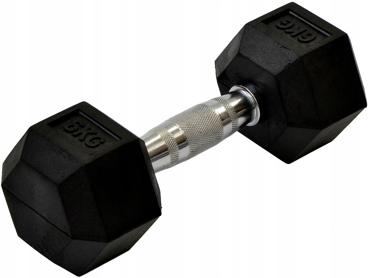 HANTLA GUMOWA STAŁA 6KG HEXAGONALNA DO ĆWICZEŃ