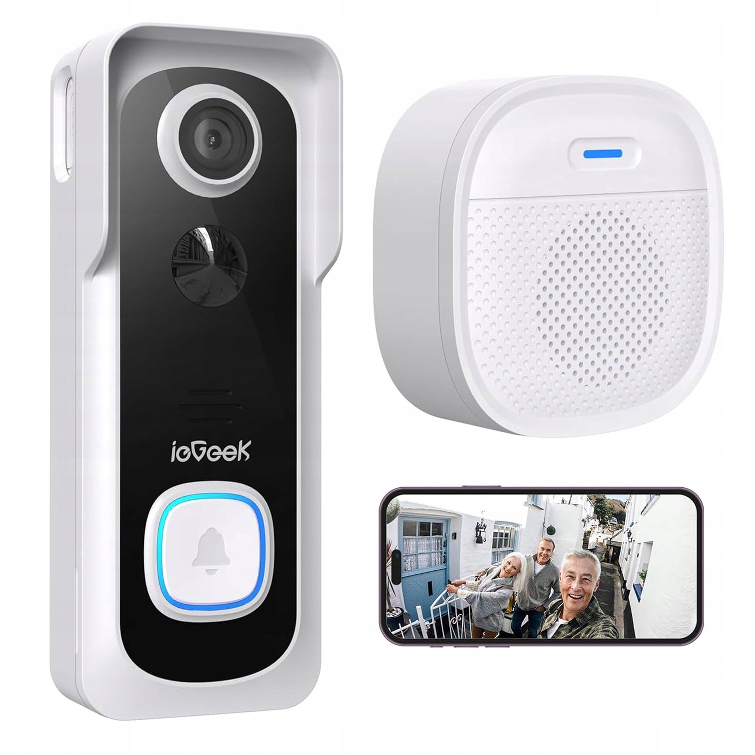 Smart Video Domofon Zvonek 2K Wifi 2.4 Ghz Kamera 1296P Full Hd Pir