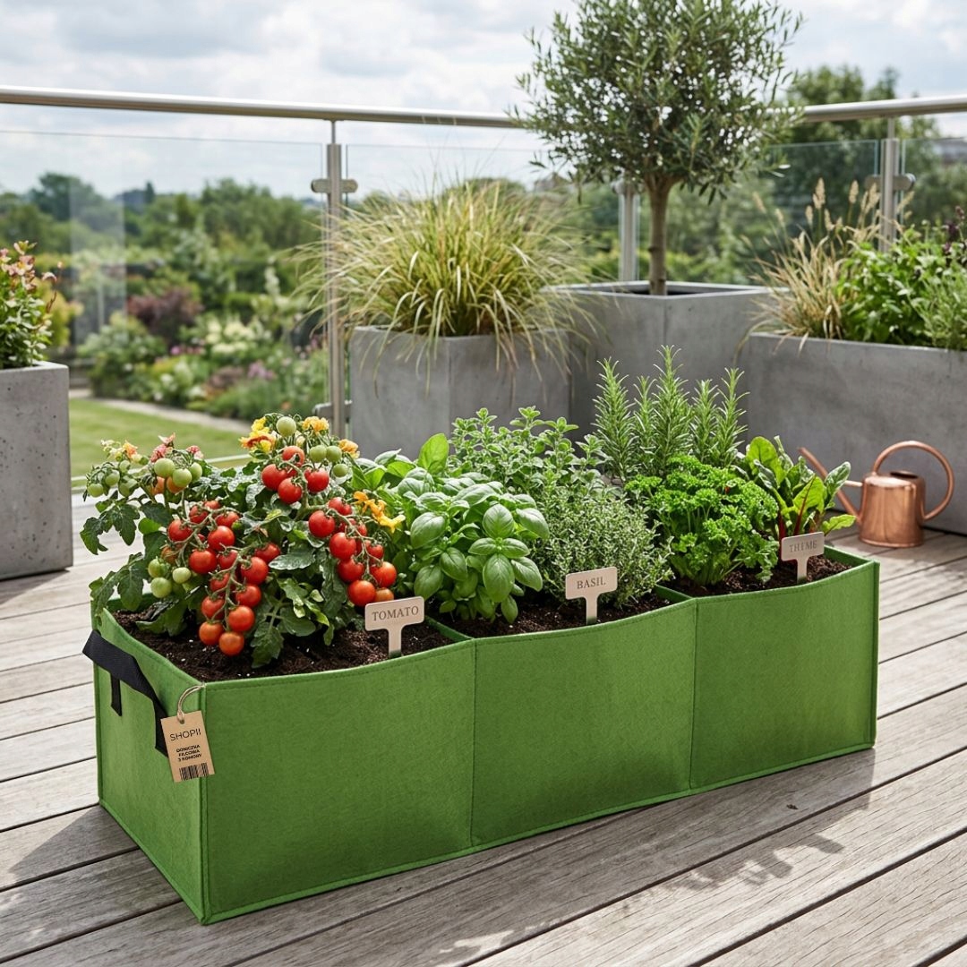 DONICZKA FILCOWA MATERIAŁOWA DO SADZENIA ROŚLIN WARZYW OGRODOWA 90X30 DUŻA Wysokość produktu 20 cm