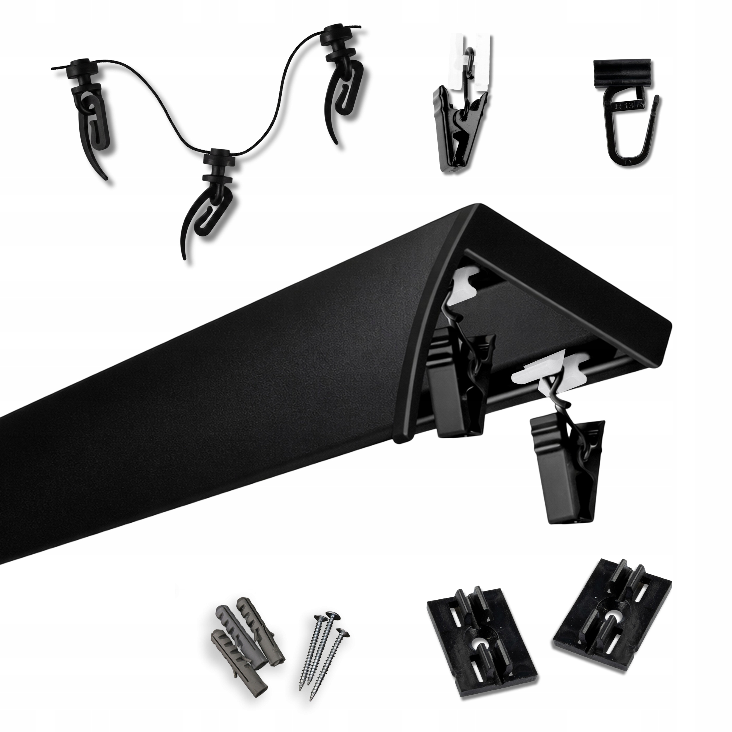 Garnýž Černý Duo Slim Dvojitá Lišta S Hliníkovým Krytem 310 CM