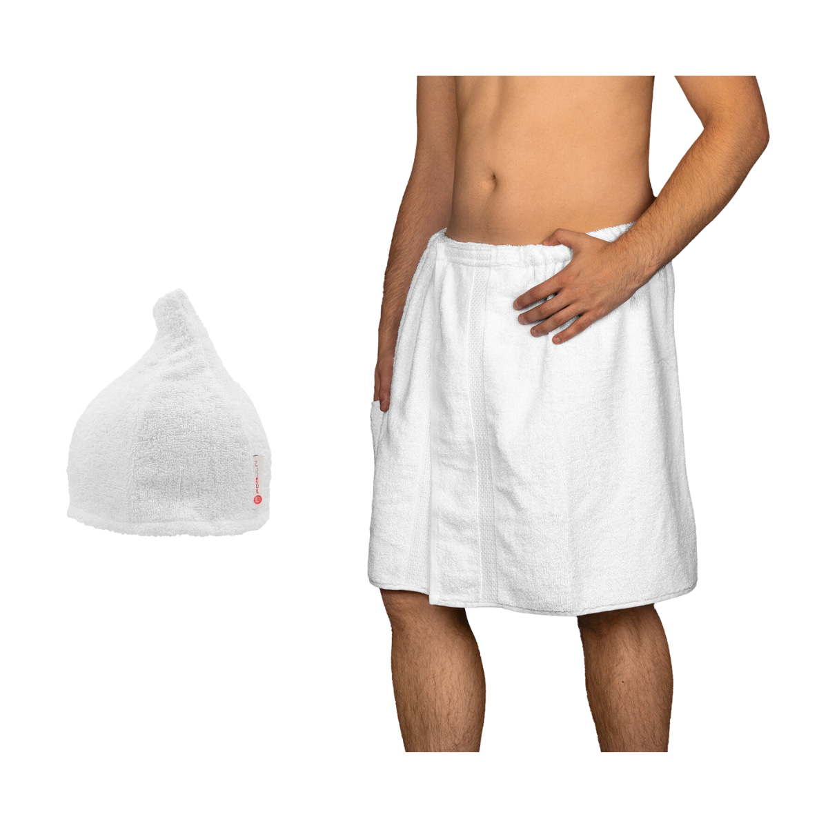 Set Do Sauny Kilt Pareo Ručník Pánský Copertina Čepice Lingua Bílá