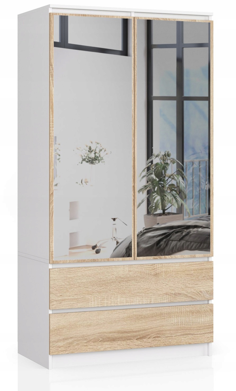 Skříň S90 2D 2SZ 2 Zrcadlo Clp Pk Bílá Sonoma Akd