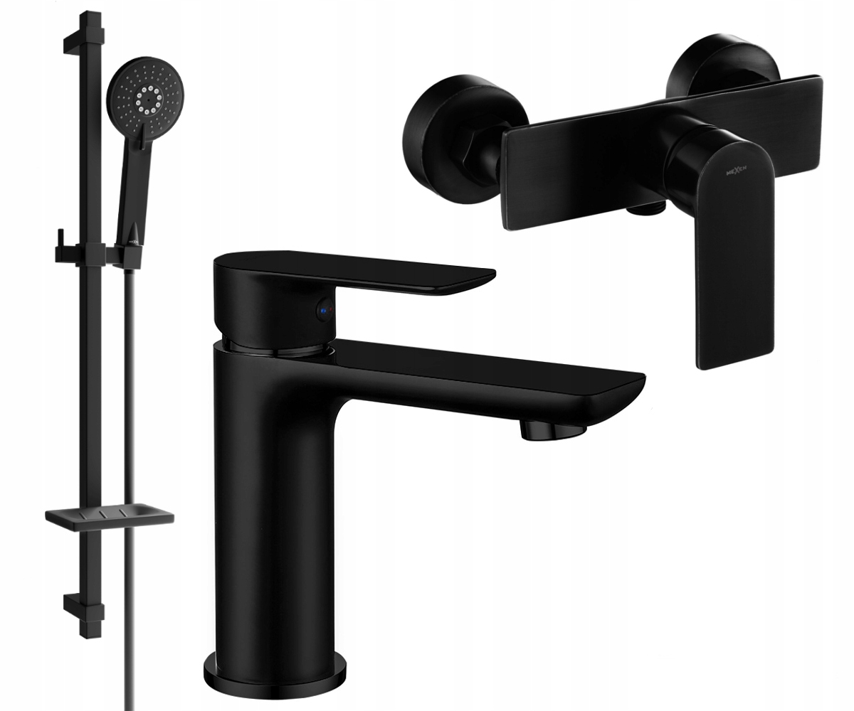 Mexen Sprchová Sada Alfa DQ40, Čierna, 3-Funkčná Hlavica, 745704DQ40-70