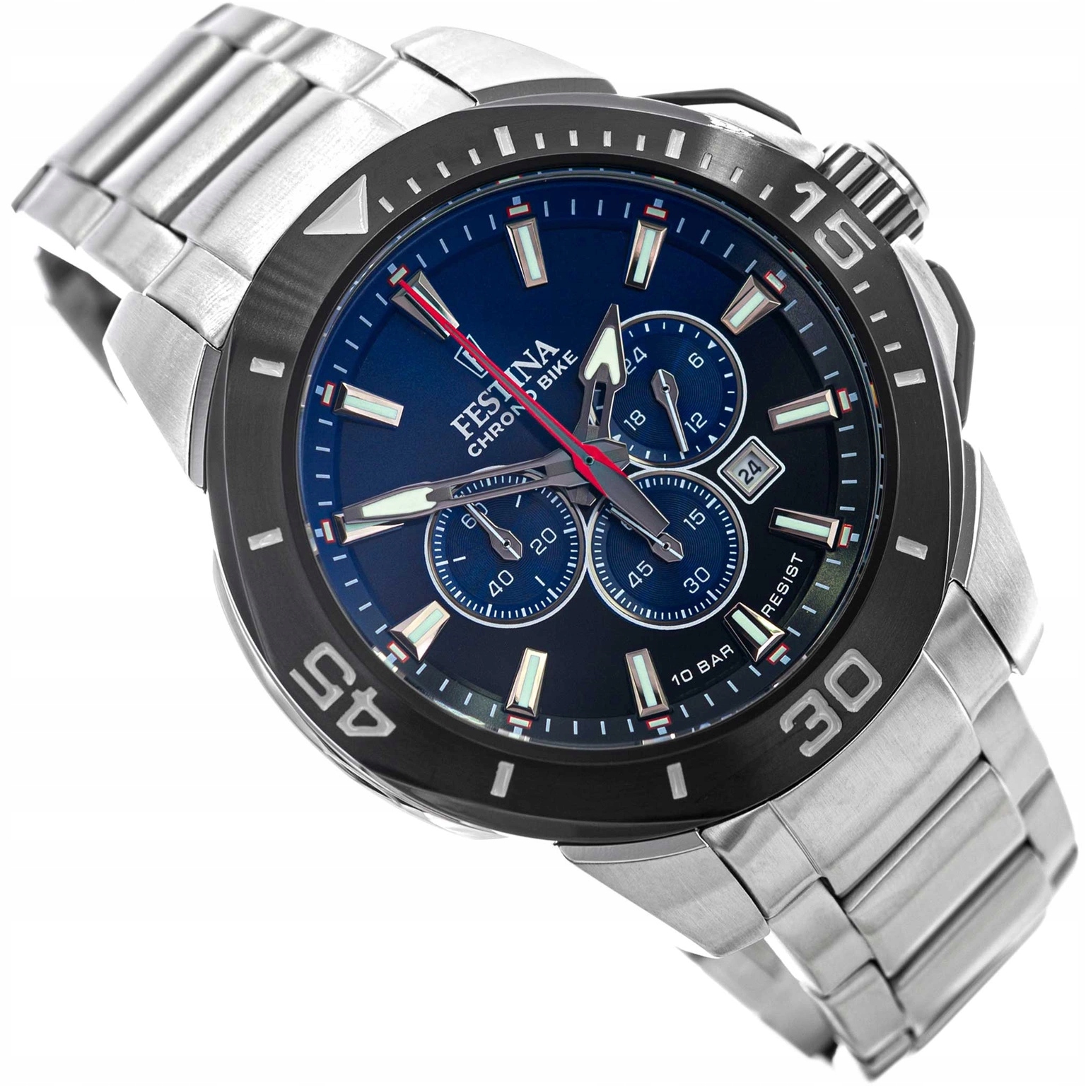 Pánské Hodinky Festina F20641/C Chrono Bike Stříbrné S Náramkem 10 Bar