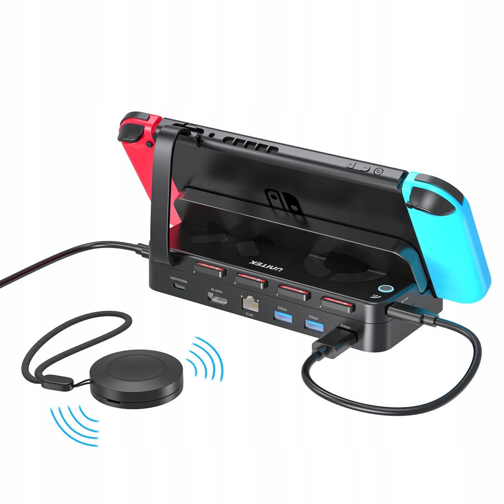 Unitek Dokovací stanice pro Nintendo Switch, Pd 100W, Hdmi 4K, RJ-45, čtečka