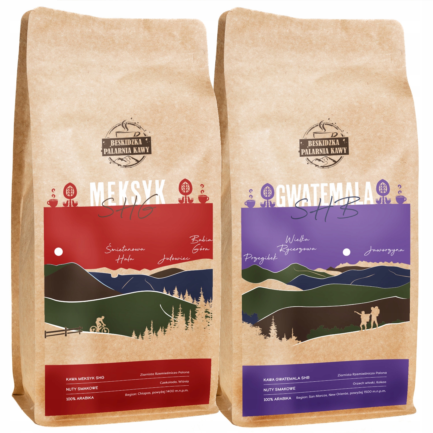 Čerstvě Pražená Káva Zrnková Mexiko Shg 1KG Guatemala Shb 1KG 100% Arabica