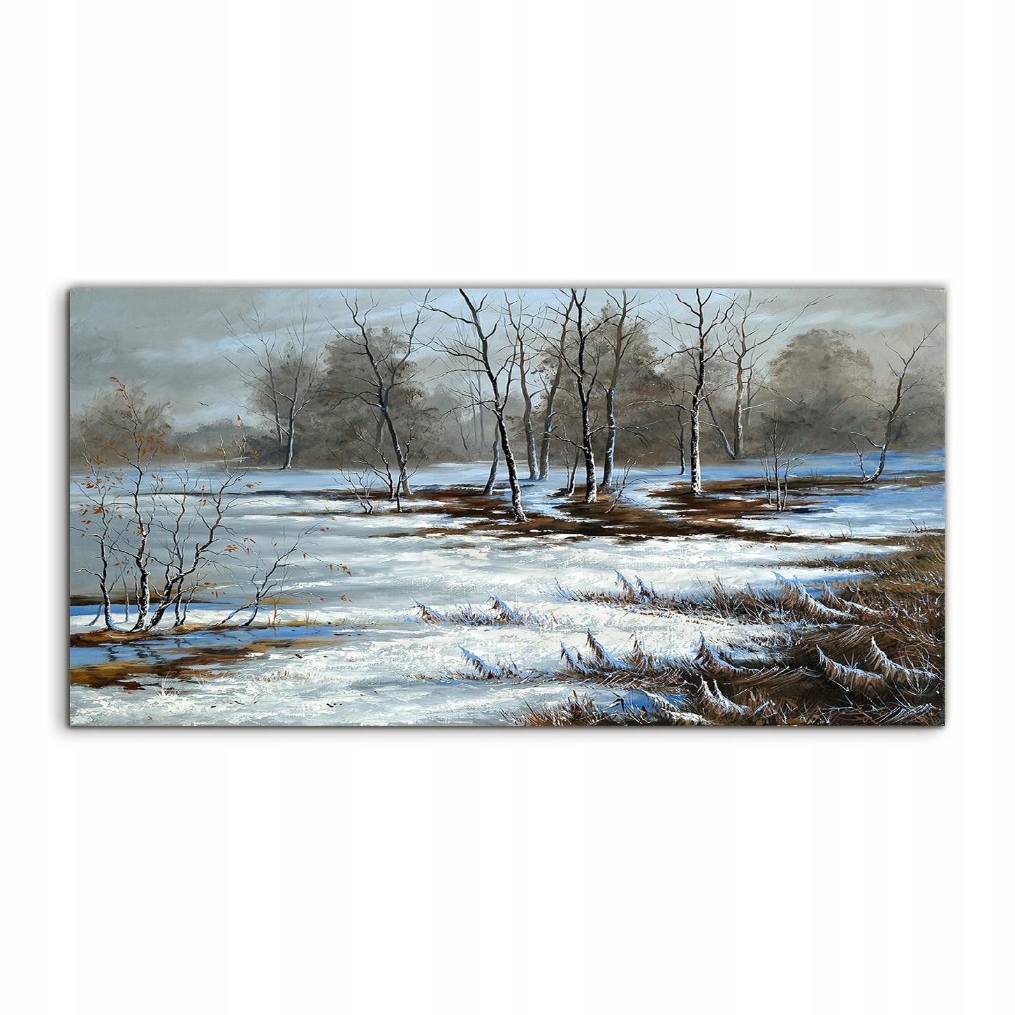 Akrylový obraz 120x60 závesný Zima Zamrznutý les