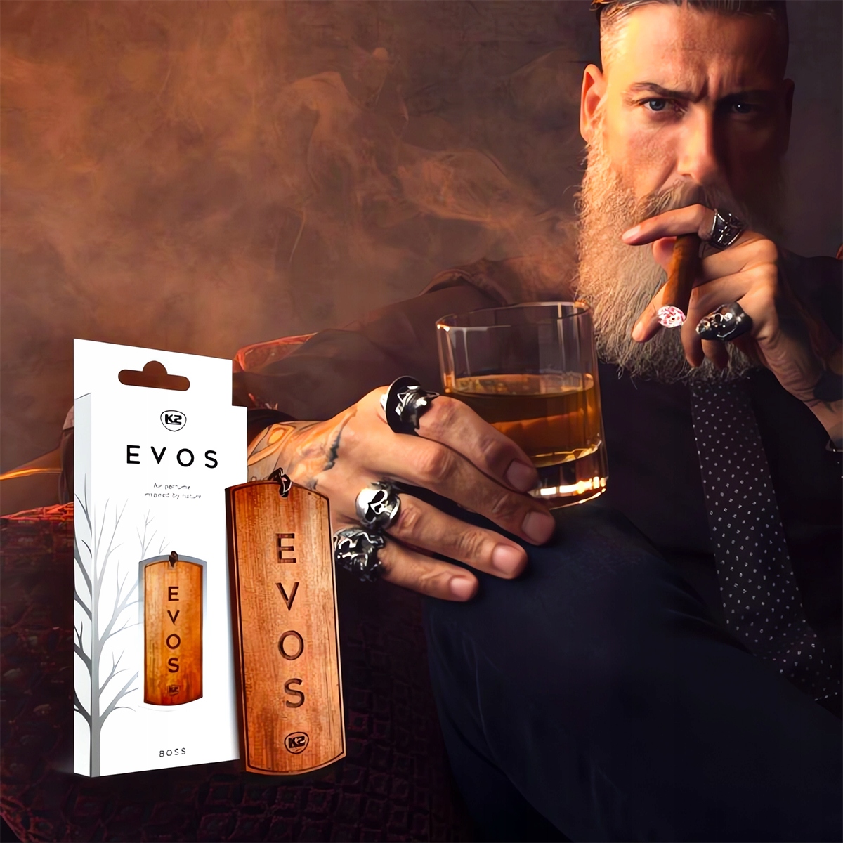 K2 EVOS BOSS DREWNIANA ZAWIESZKA ZAPACHOWA ZAPACH DO SAMOCHODU AUTA Rodzaj zawieszki