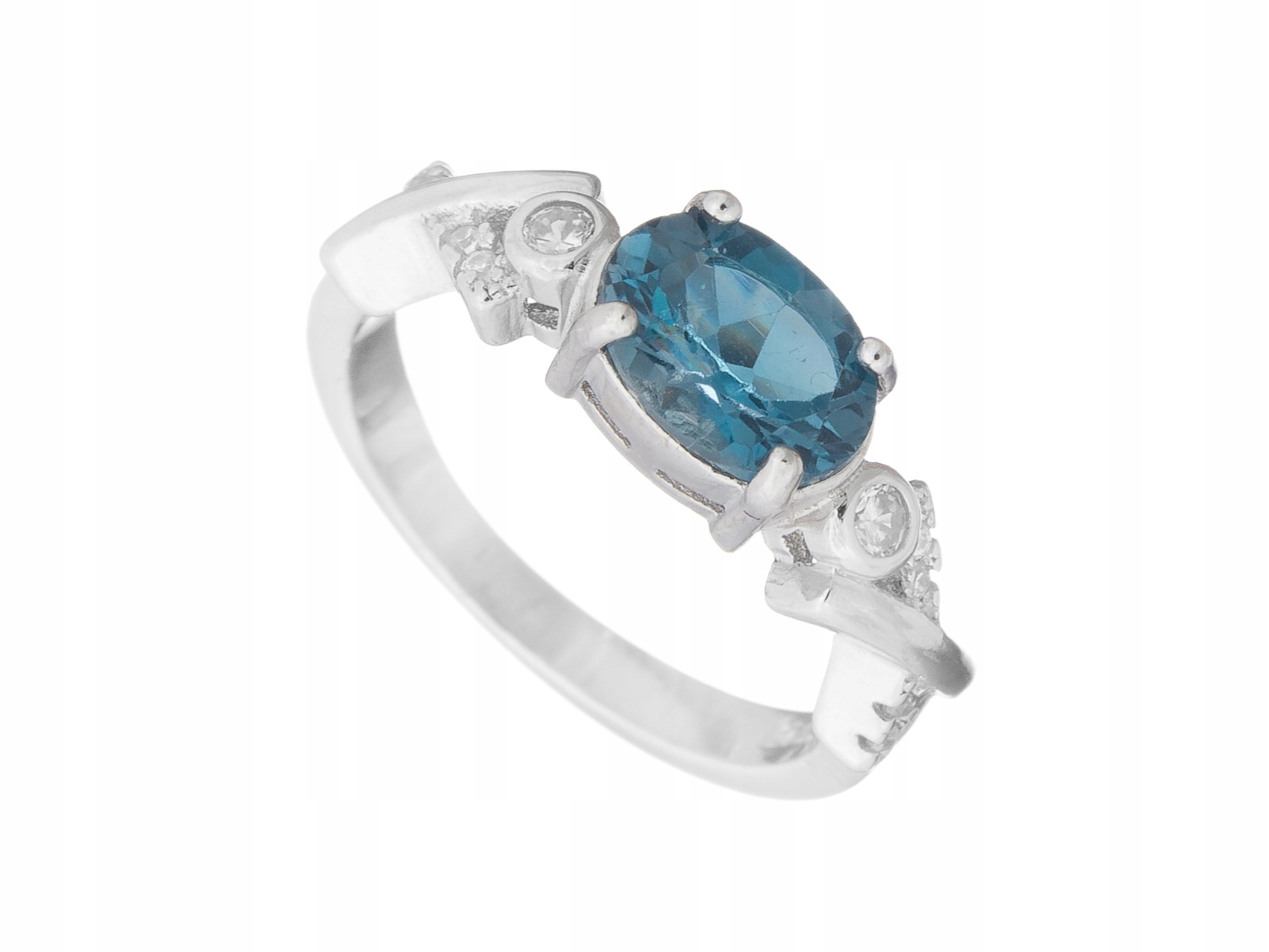 Postříbřený Prstýnek Rhodiovaný Vel. 16 Londýnský Topaz Přírodní