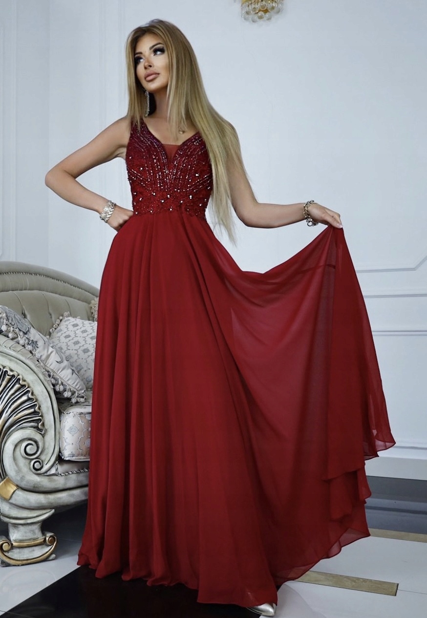 Šaty Na Svatební Hostinu Campari Dlouhá Bordó 46 3XL