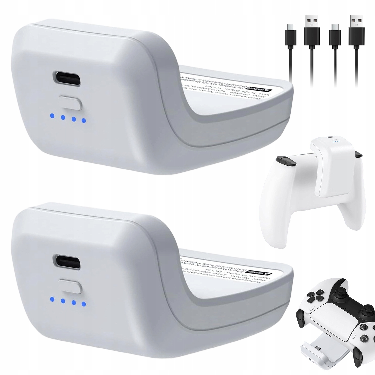 2 Zewnętrzna Bateria Do Kontrolerów Gier Dualsense (PS5) Biały 3000 Mah
