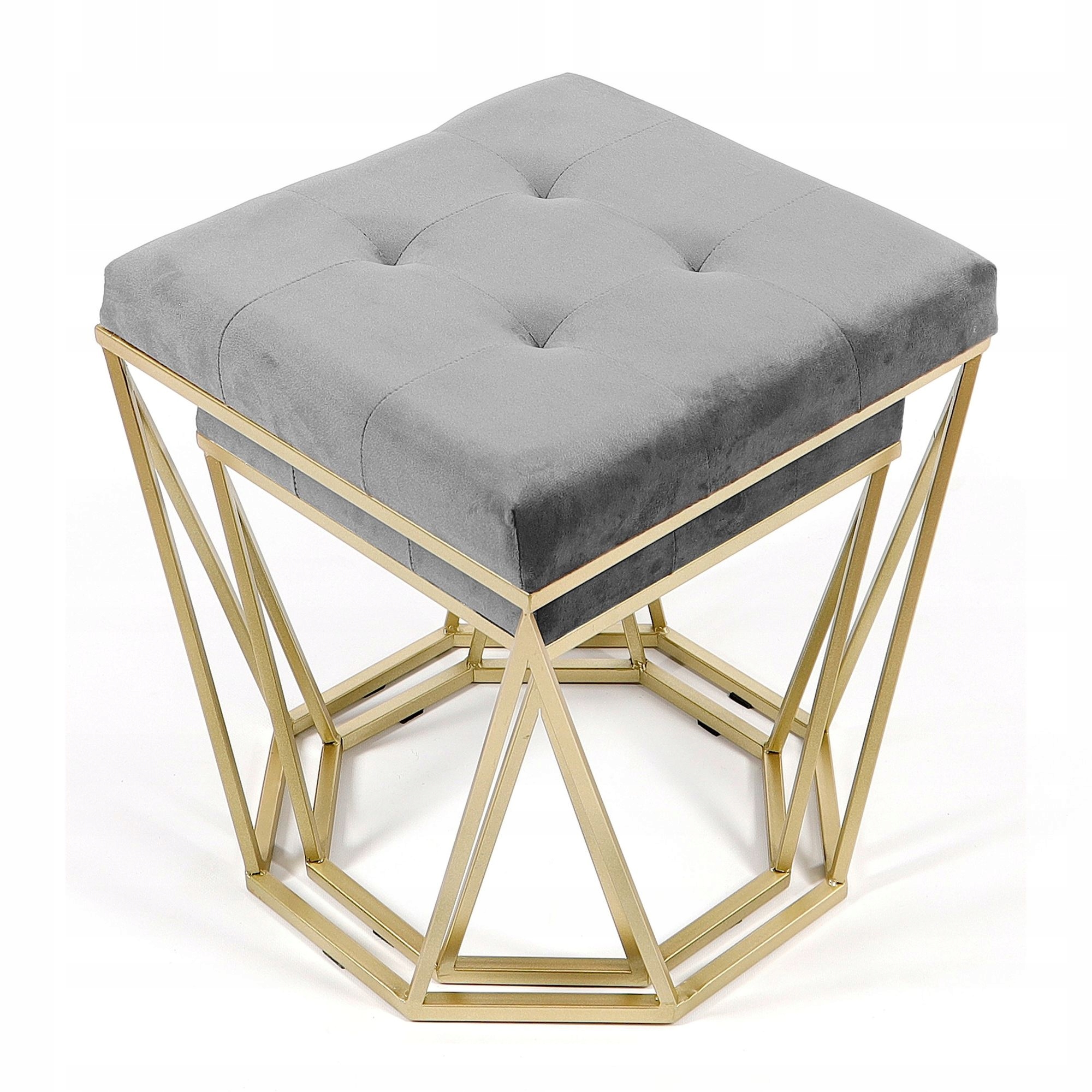 Pufa Welurowa Złota Szara Welur 37 + 45cm 2w1 Szerokość mebla 40 cm