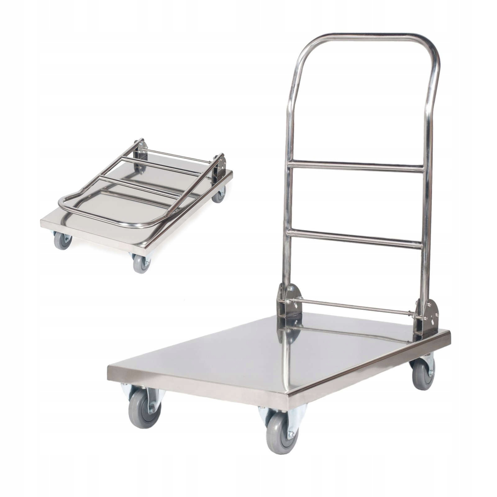 Skládací plošinový vozík Nerezová Ocel 70x52cm nosnost 330kg Horeca