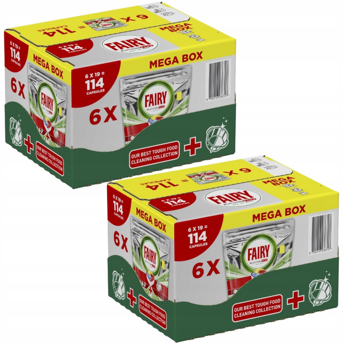 Levně 2x Kapsle do myčky nádobí Fairy Platinum Plus All in One Lemon 114 ks