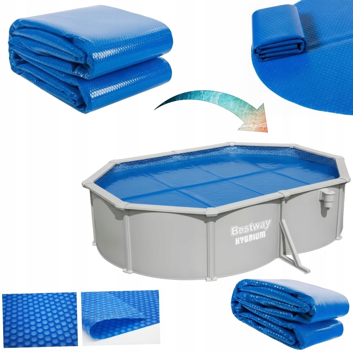 Ohřívač vody na bazén oválný panelový Bestway Hydrium 500x360x120 cm