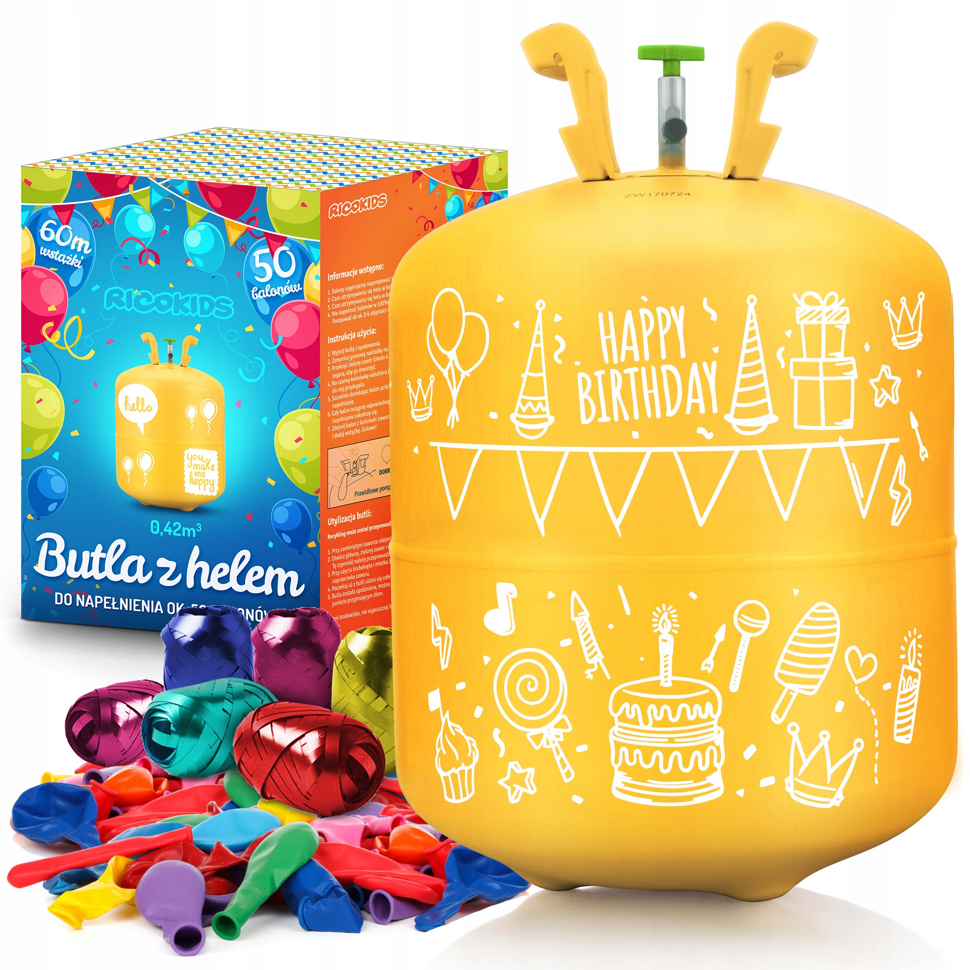 

Butla Z Helem Na 50 Balonów 0,42 m3 Balony Hel