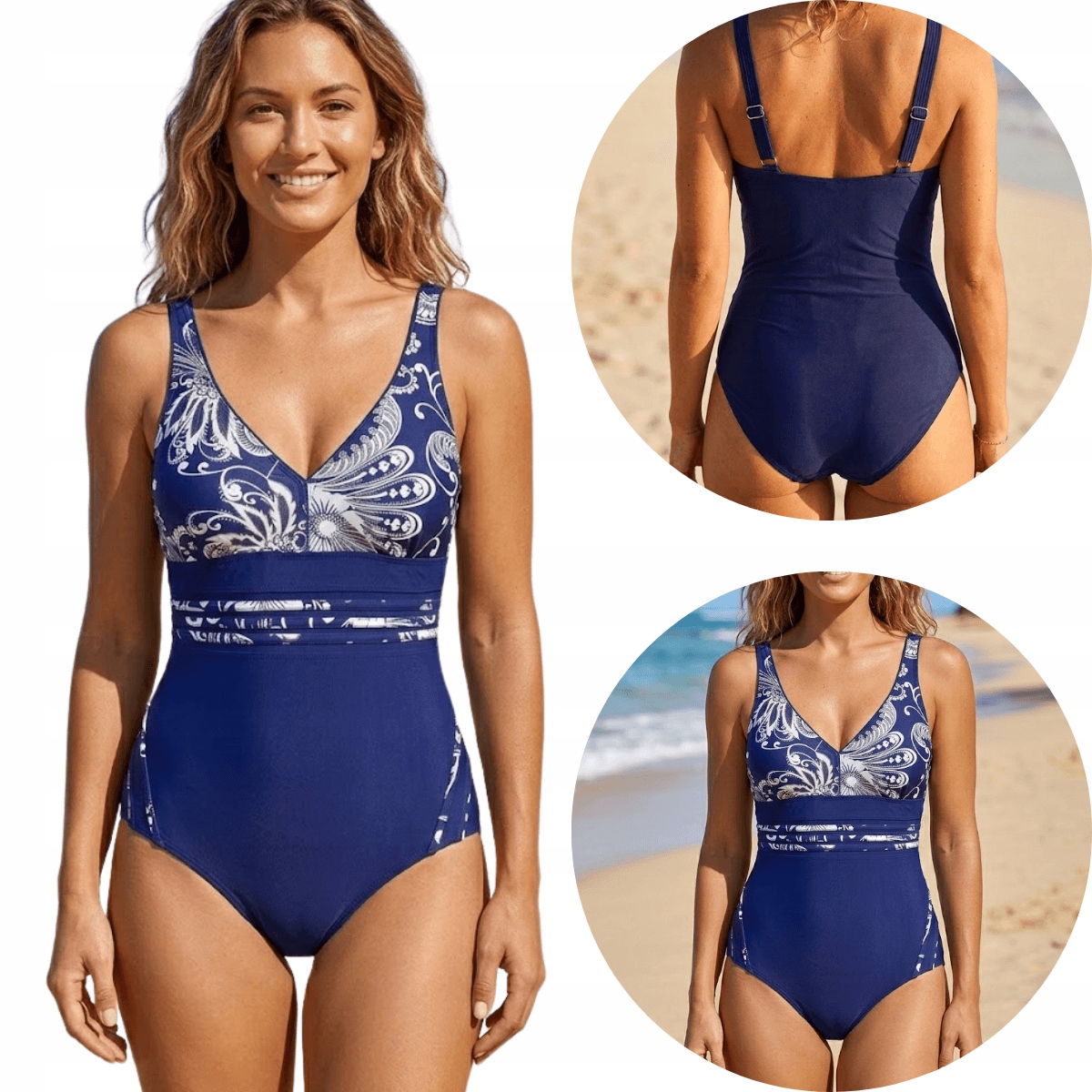 Jednodílné plavky s košíčky, modré, velikost 29744 XXL