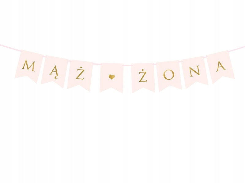 

Girlanda Baner Mąż Żona 110cm Różowy, Złoty Napis