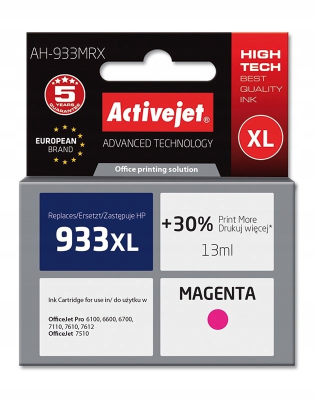Activejet AH-933MRX Tusz (zamiennik Hp 933XL CN055AE Premium 13 ml