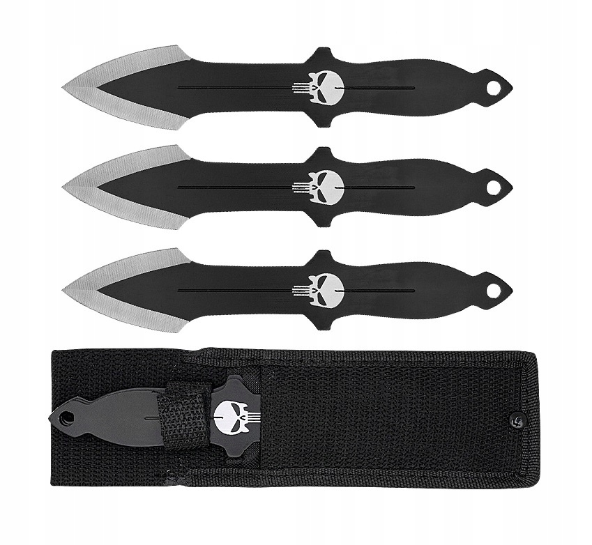 Nóż Rzutka Shuriken Noże Do Rzucania Zestaw Skulls 3 Szt RZ51