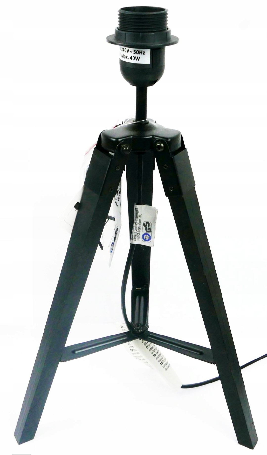 Lampa drewniana trójnóg statyw podstawa czarna