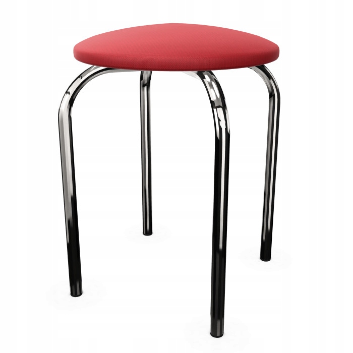 Taboret stołek kuchenny tapicerowany CHICO chrom C2 czerwony Nowy Styl