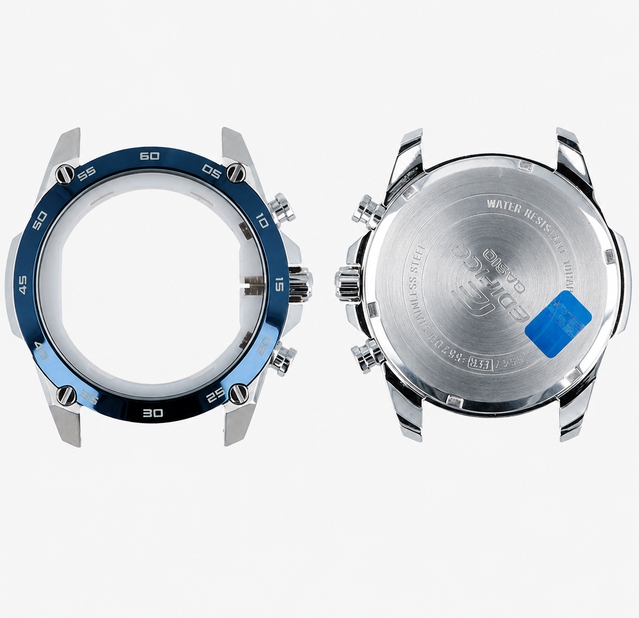 Obálka Casio Efr 557BL Edifice ocelová s modrým bezelem