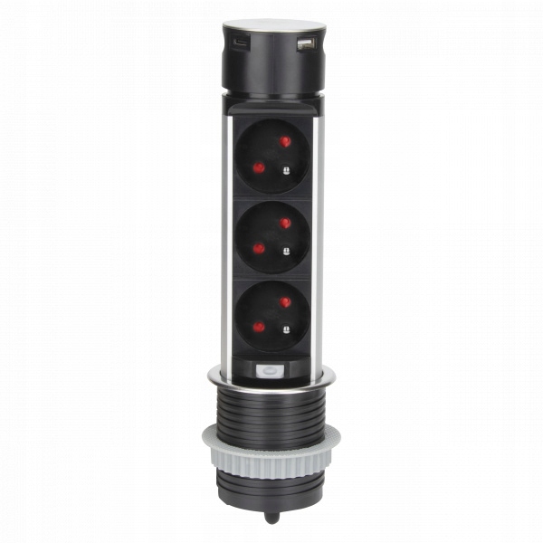 Nábytek o rozměrech 3x2P+Z, USBx2 (a+c), průměr 1,5 m, Inox