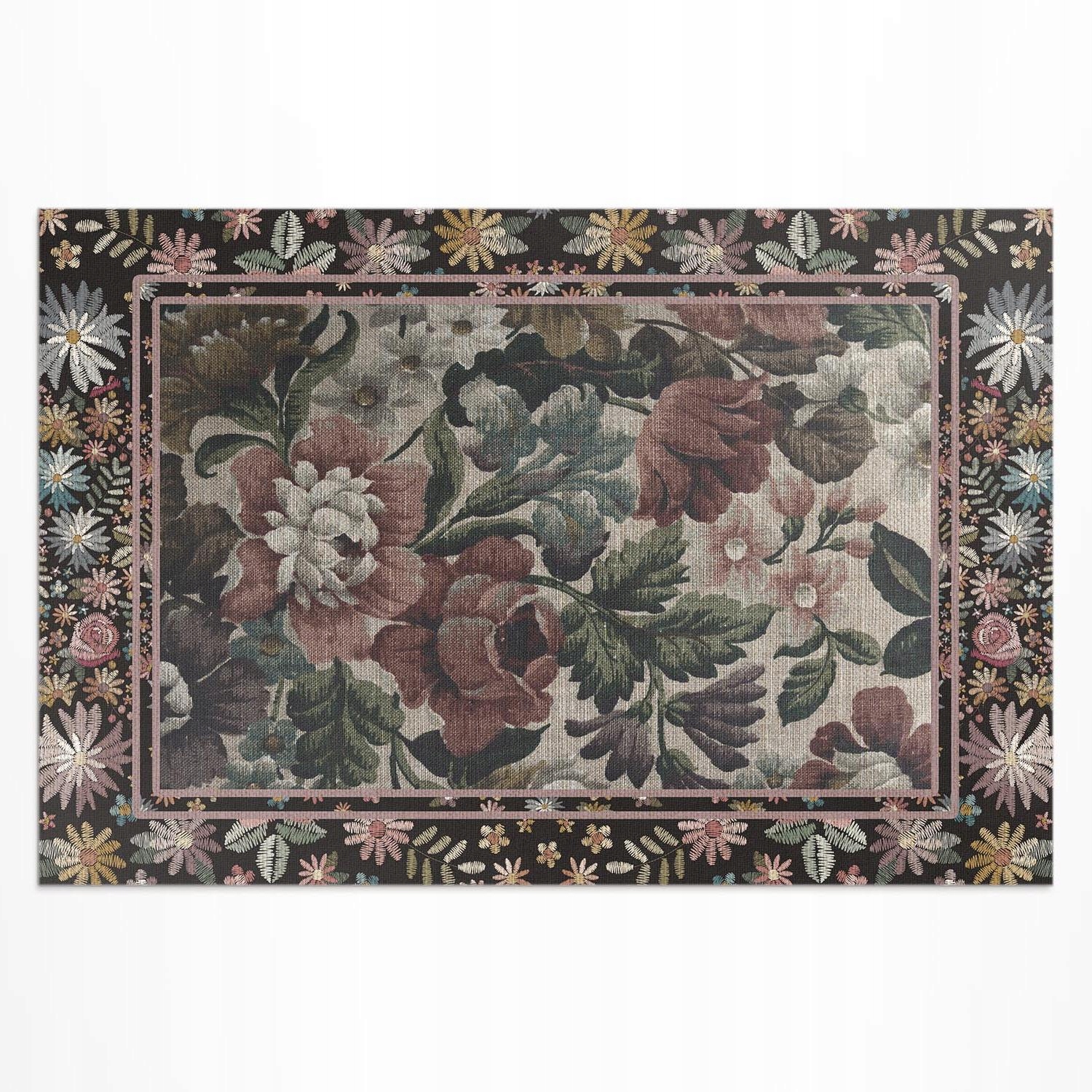 Balkónový vinylový koberec Uv Bledé farby divoké vintage kvety 150 x 100 cm