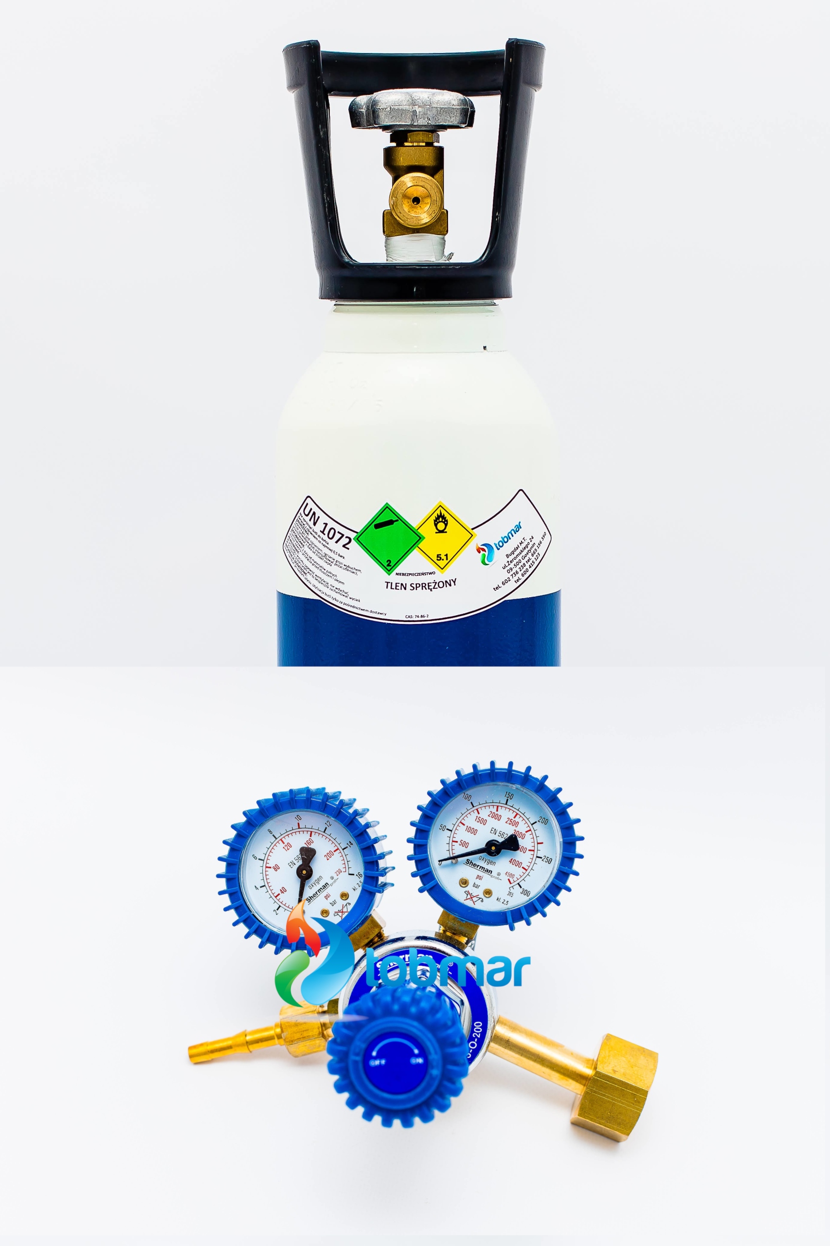 Zestaw Pełna Nowa Butla Tlen 5L 200 Bar Reduktor