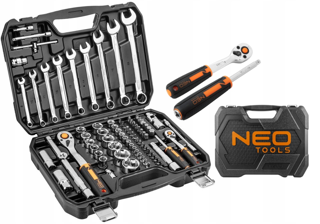 Neo Tools Nástrčné Kľúče 1/2", 1/4", Sada 82 Ks, Crv 10-059 Nástavce