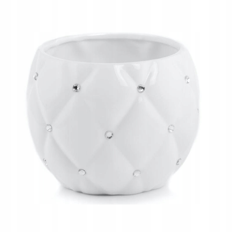 Biała osłonka na doniczkę Polnix Glamour doniczka kula z cyrkoniami