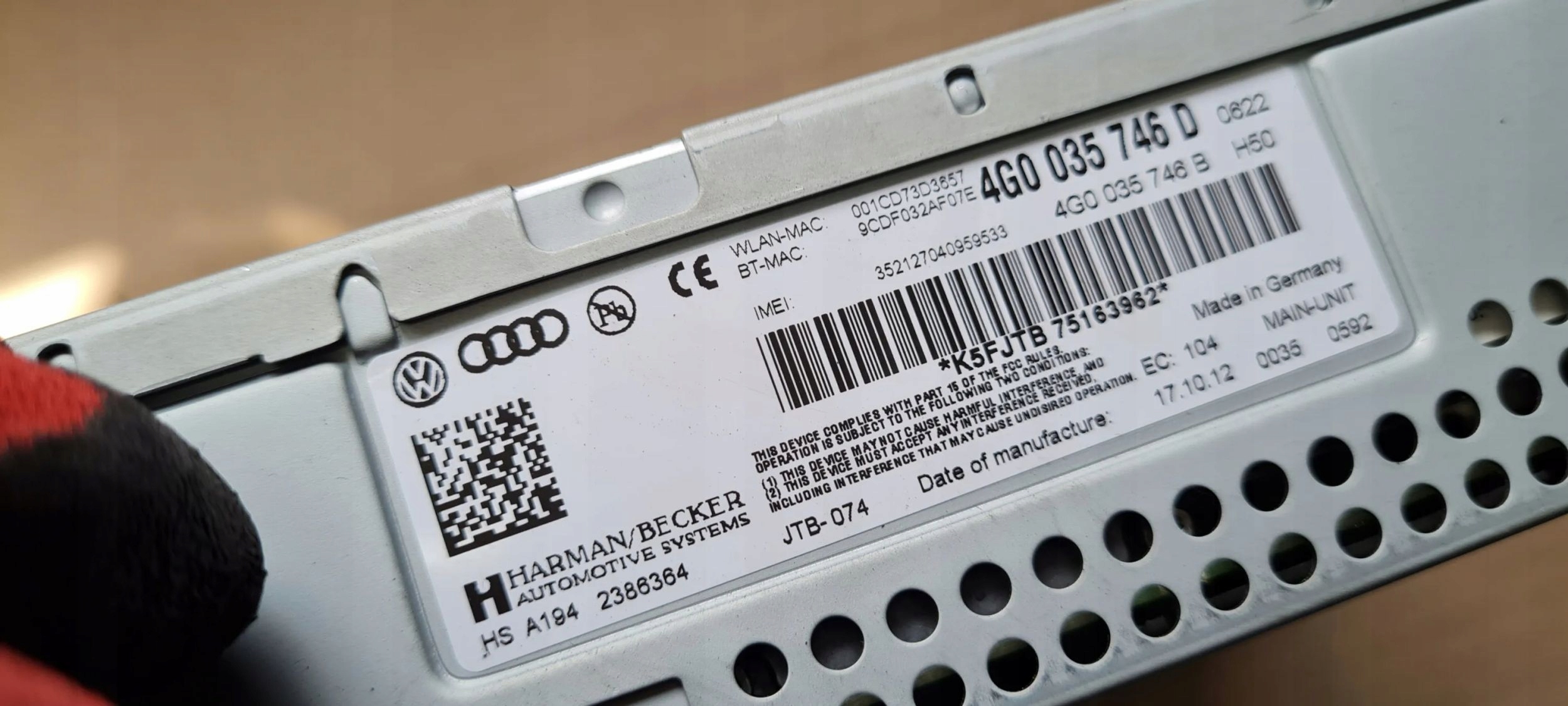 S7 4G A7 MULTIMEDIA STACJA JEDNOSTKA MMI 4G0035746D A6 C7 4G