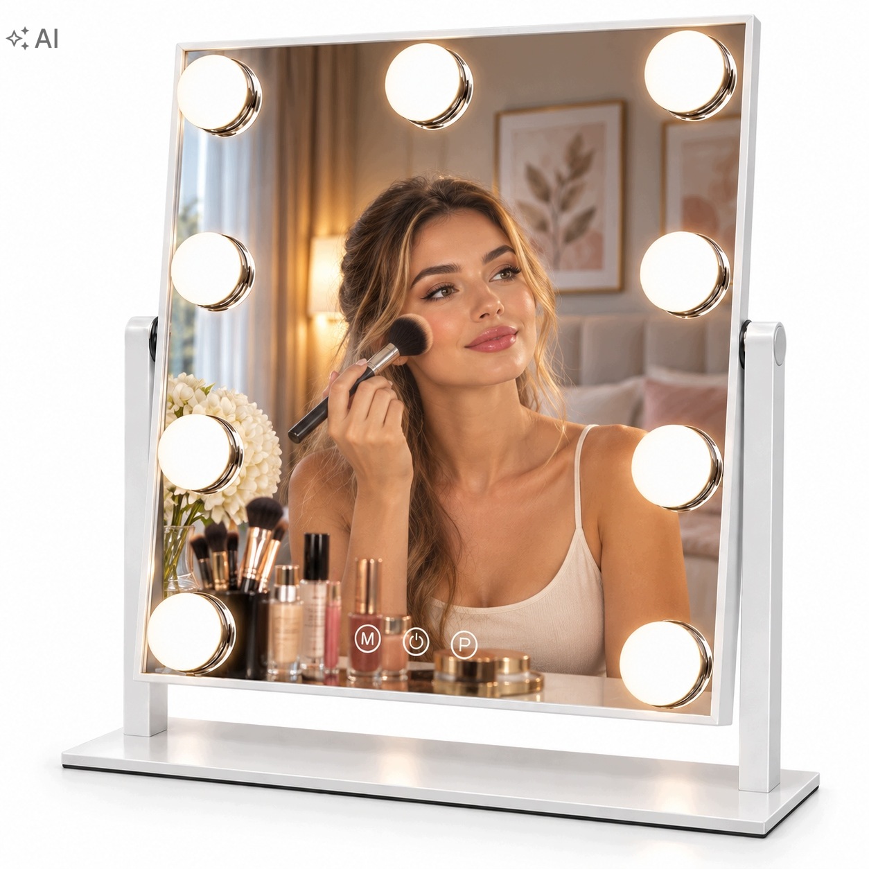 Zrcadlo na make-up podsvícené Led -3 barvy 25x30 cm Stojící kosmetické
